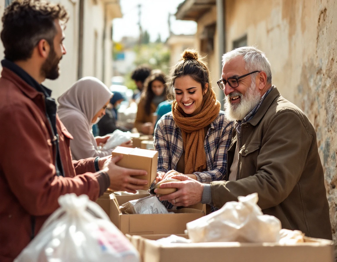 Volunteers working together on a local social initiative